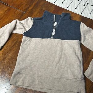 Boys size small 6-7 Crew Cuts/ J Crew quarter zip. Navy blue and cream.